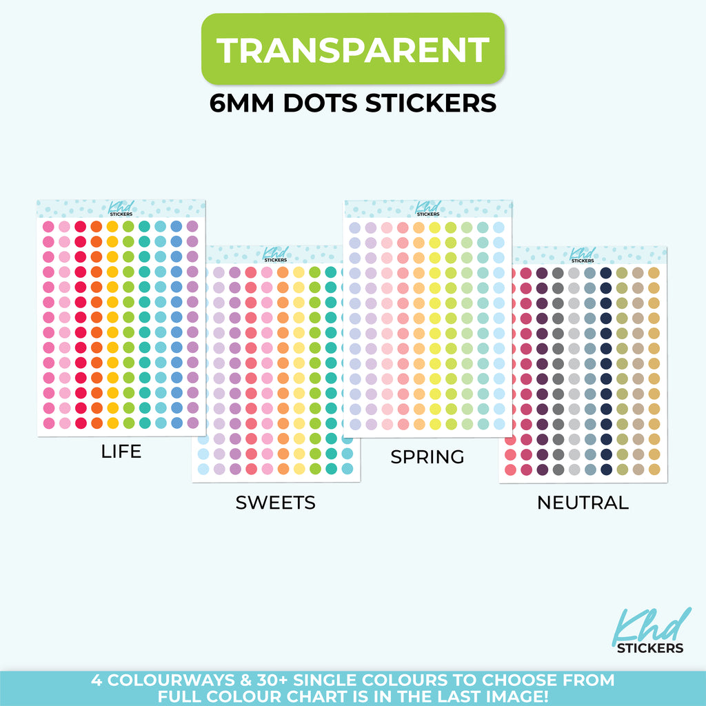 Clear Dot Planner Stickers – Transparent Circle Stickers for Planners Transparent / LIFE