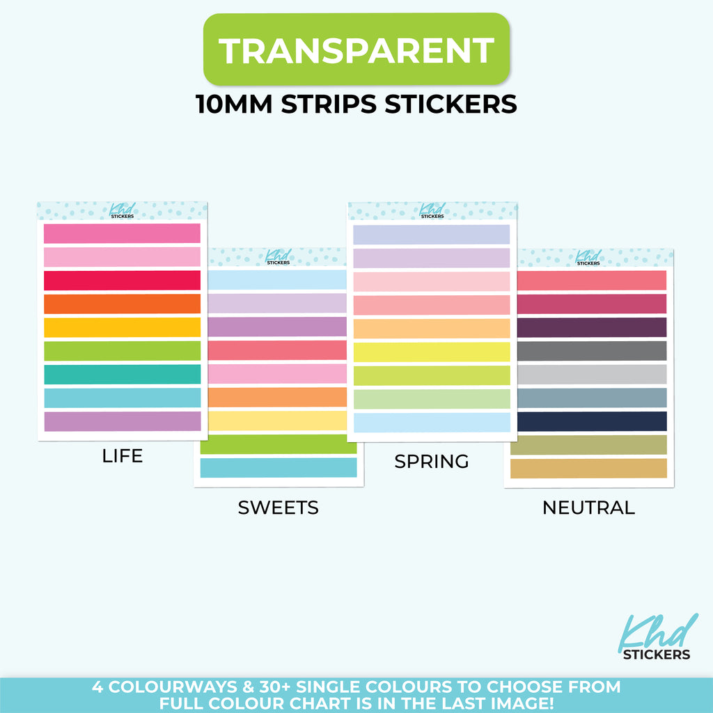 Transparent Planner Strips – Clear 80mm x 10mm Stickers LIFE