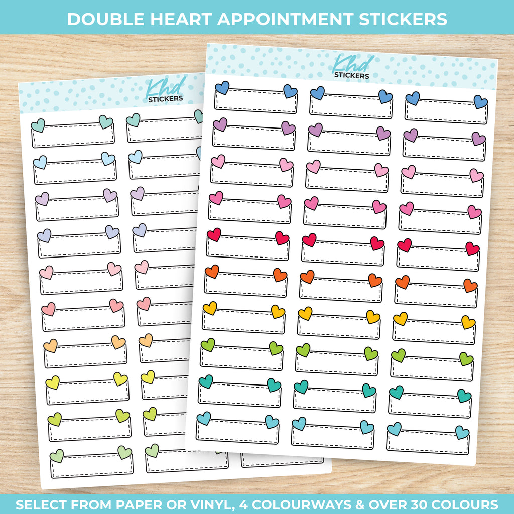 Double Hearts Appointment Stickers Vinyl - Removable