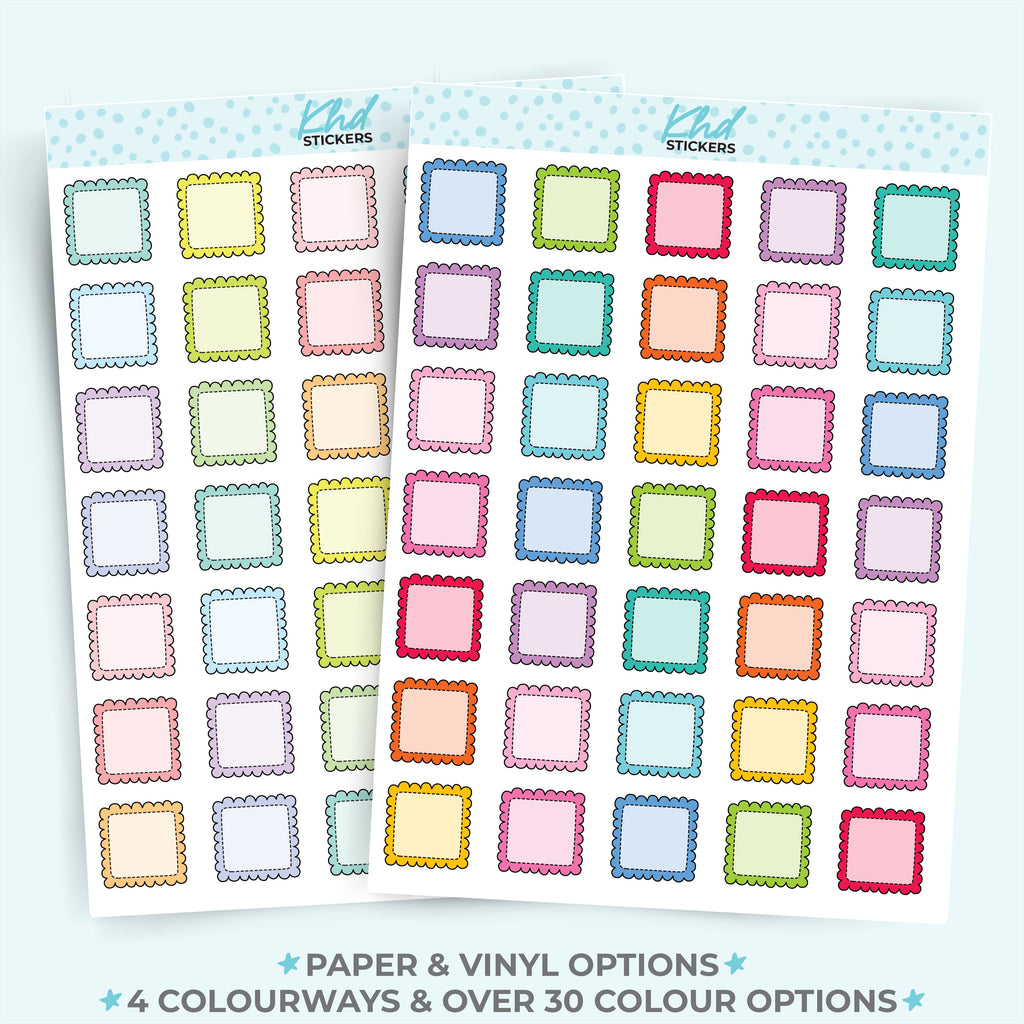 Square Doodle Box Appointment Stickers Vinyl - Removable / Wine