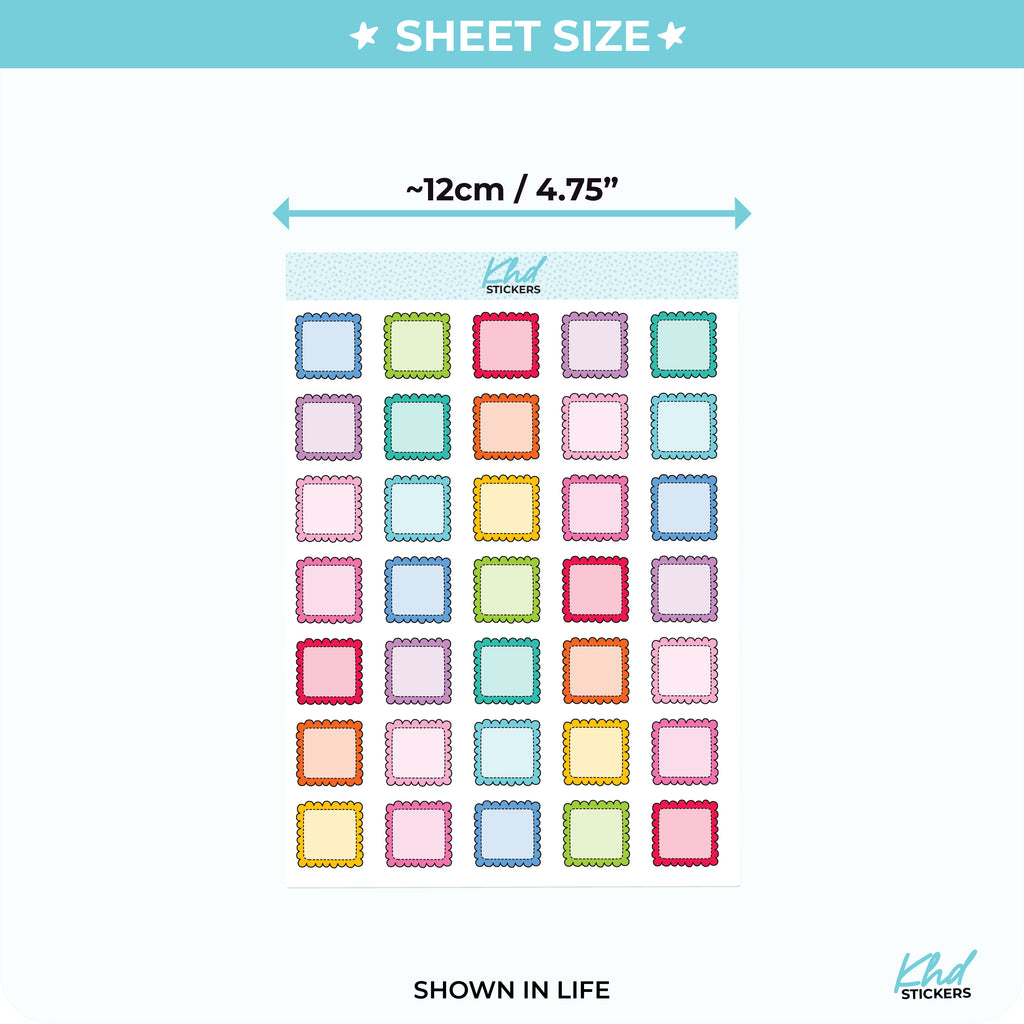 Square Doodle Box Appointment Stickers Vinyl - Removable