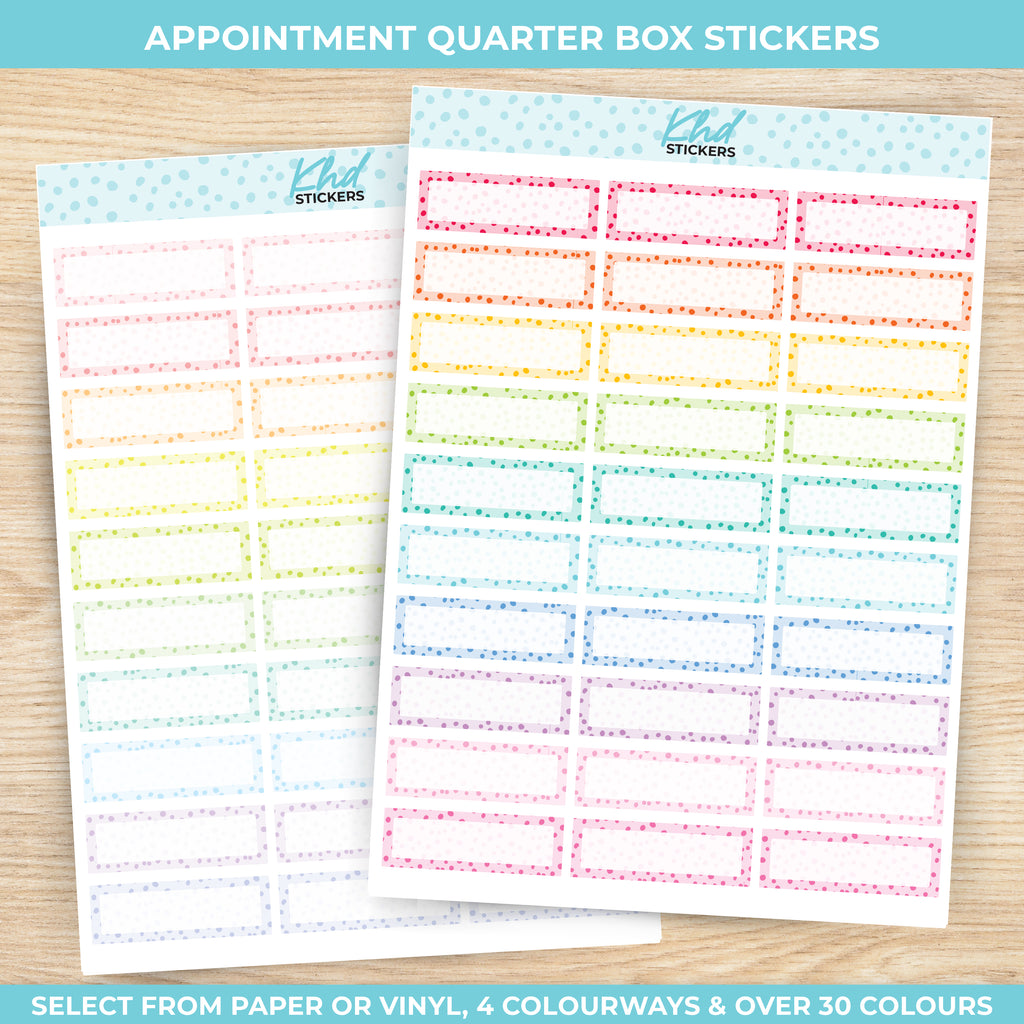 Appointment Quarter Box Planner Stickers with doodle polka dots Vinyl - Removable