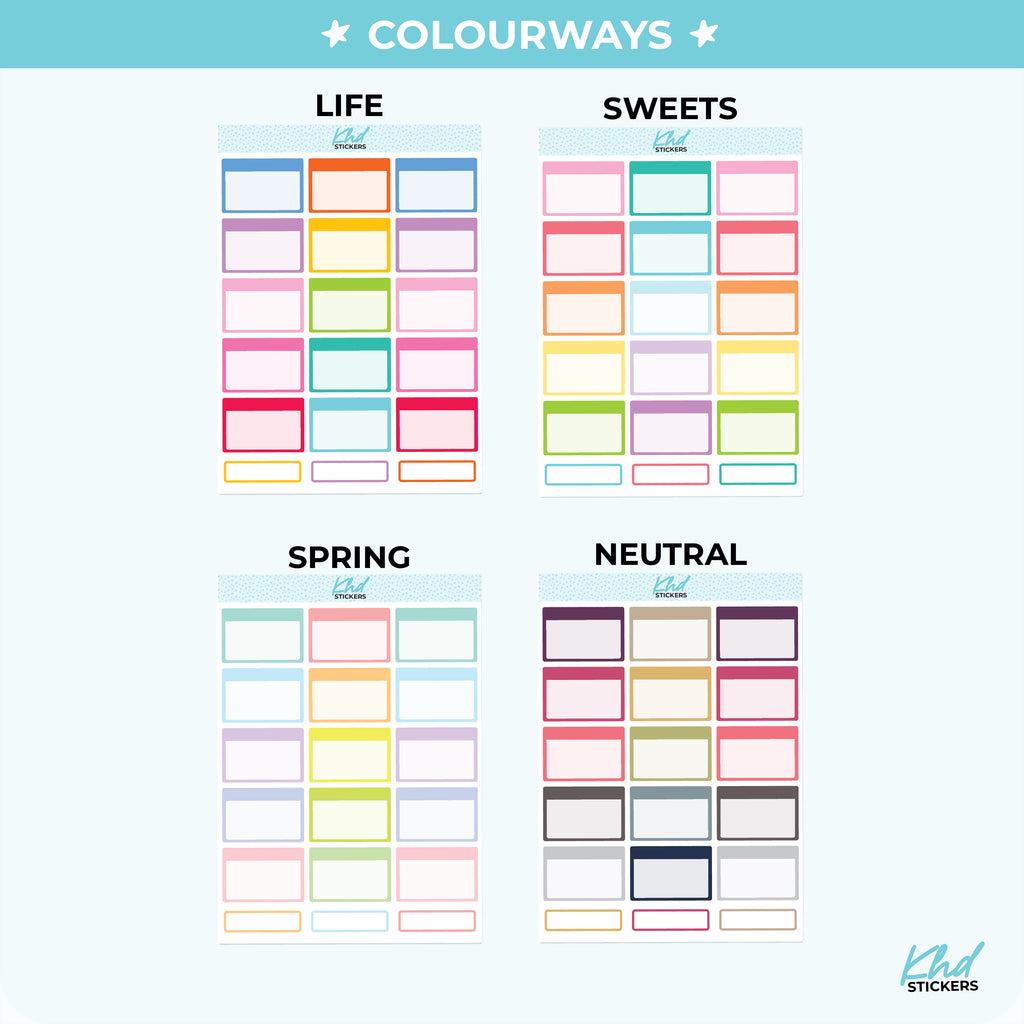 Half Box Planner Stickers Vinyl - Removable