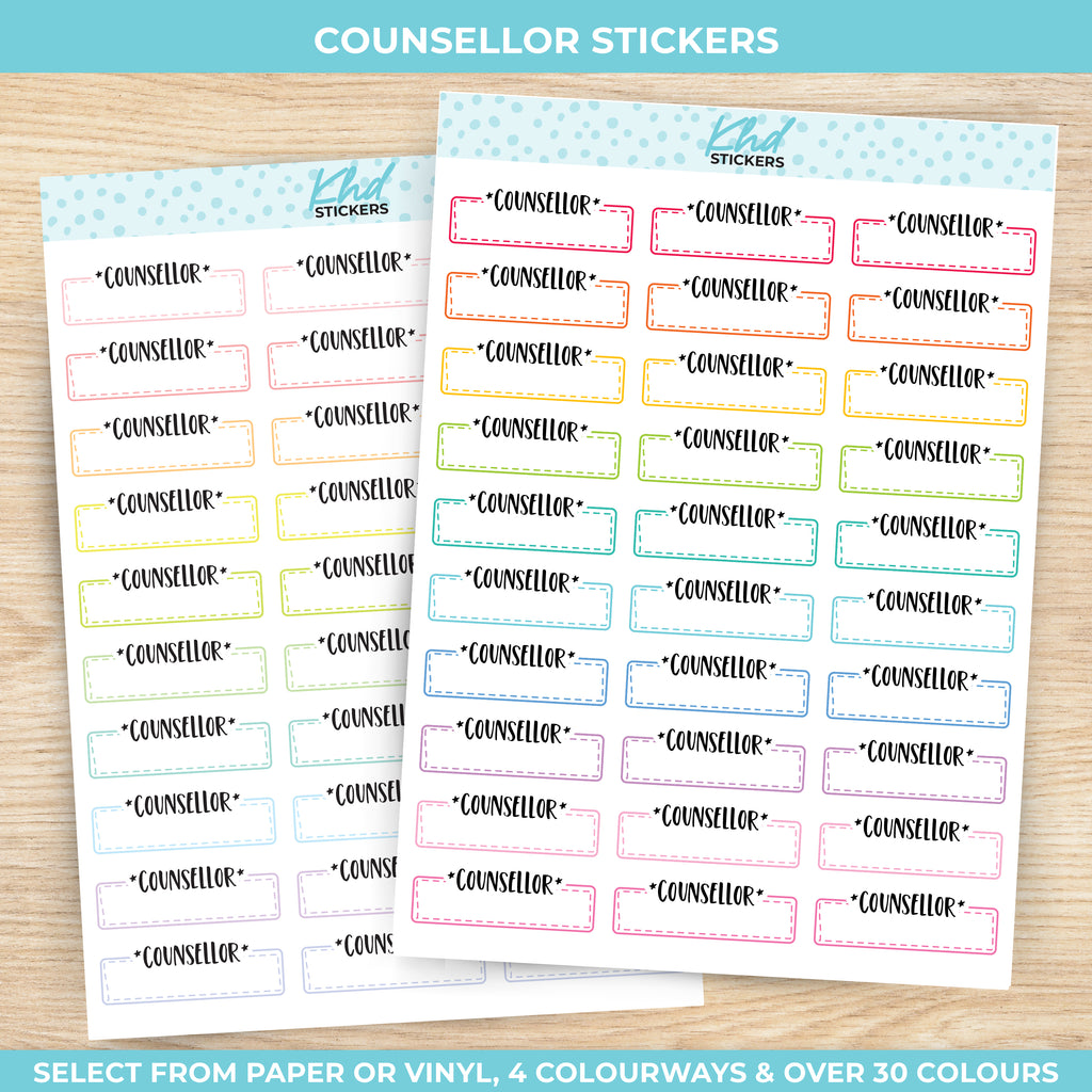 Counsellor Stickers Vinyl - Removable