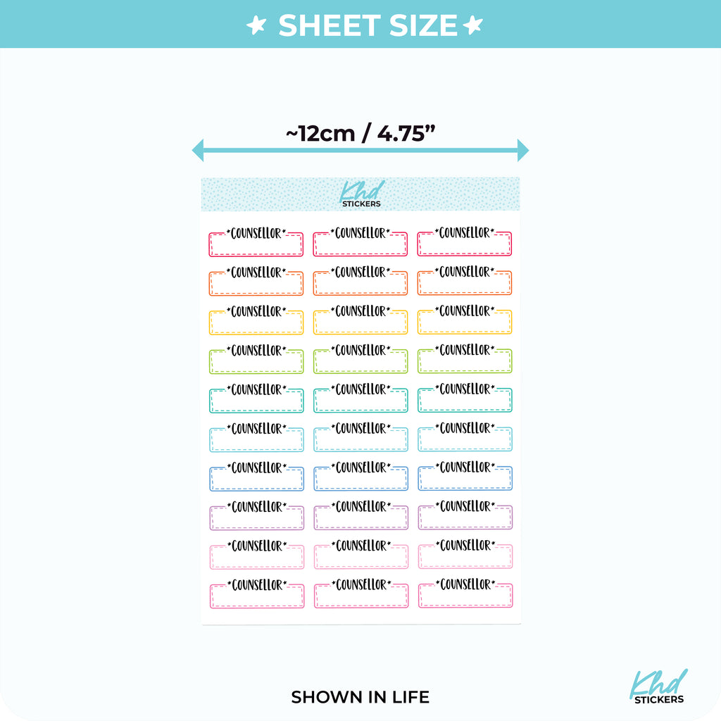 Counsellor Stickers Vinyl - Removable