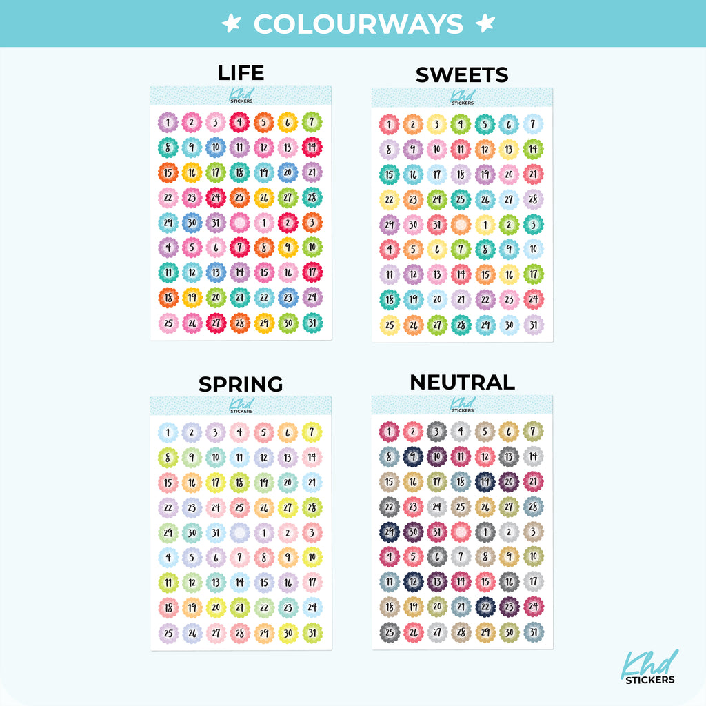 Flower Date Dots and Date Covers Planner Stickers