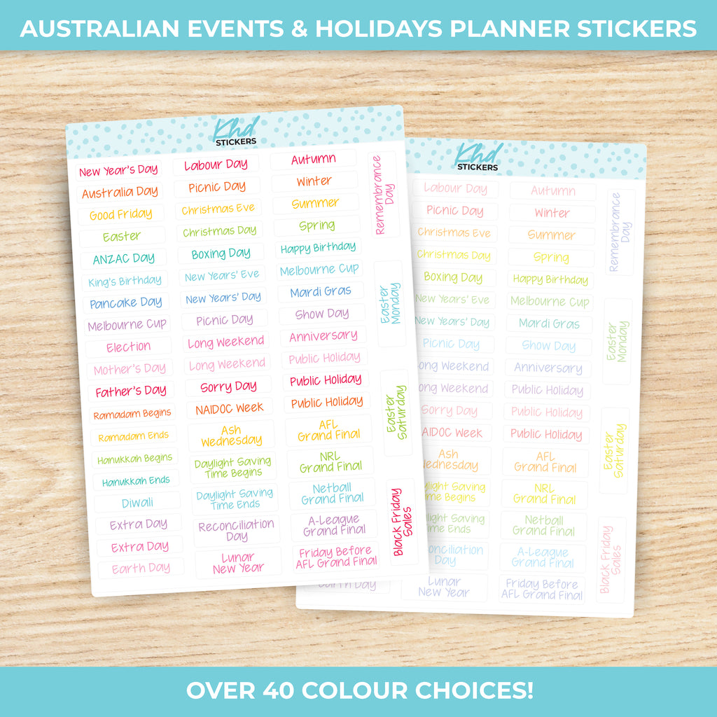 Australian Events and Public Holiday Stickers