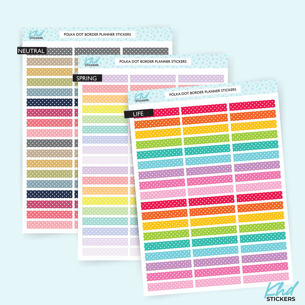 Divider Stickers - Polka Dot Borders and Dividers for 1.5" 38mm planner columns