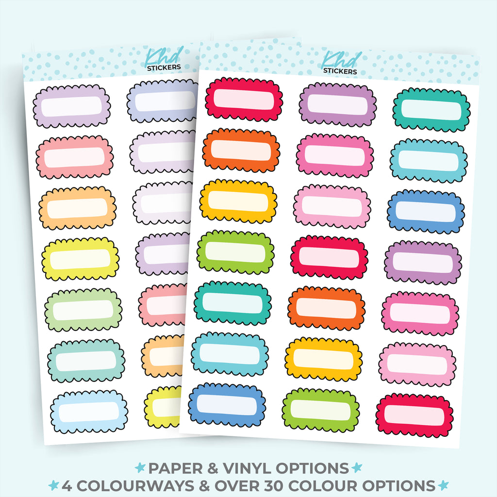 Doodle Scallop Boxes Functional Planner Stickers Vinyl - Removable / Wine