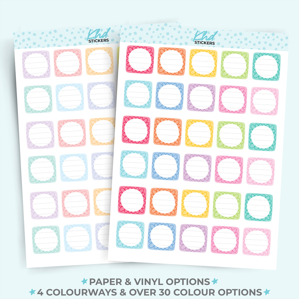 Small Doodle Squares Appointment Stickers Vinyl - Removable / LIFE