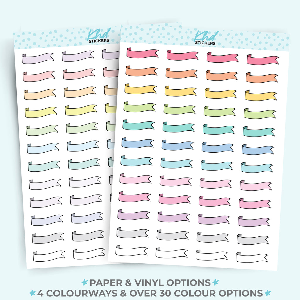 Ribbon Banner Planner Stickers Vinyl - Removable / Wine