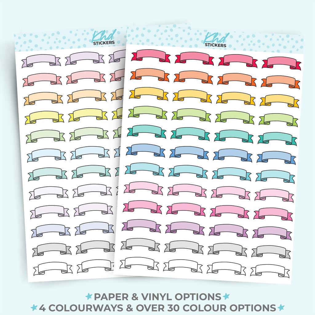 Ribbon Banner Planner Stickers Vinyl - Removable / Wine