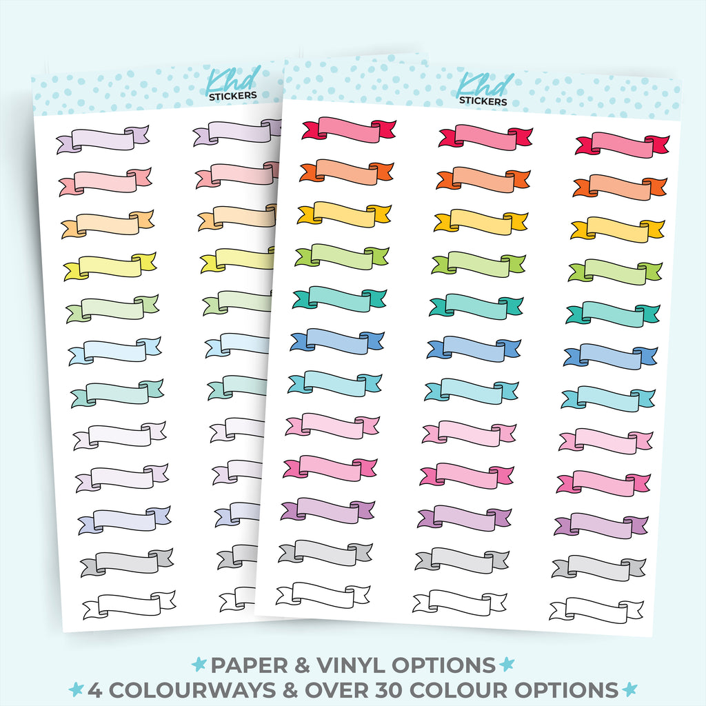 Ribbon Banner Planner Stickers Vinyl - Removable / Wine