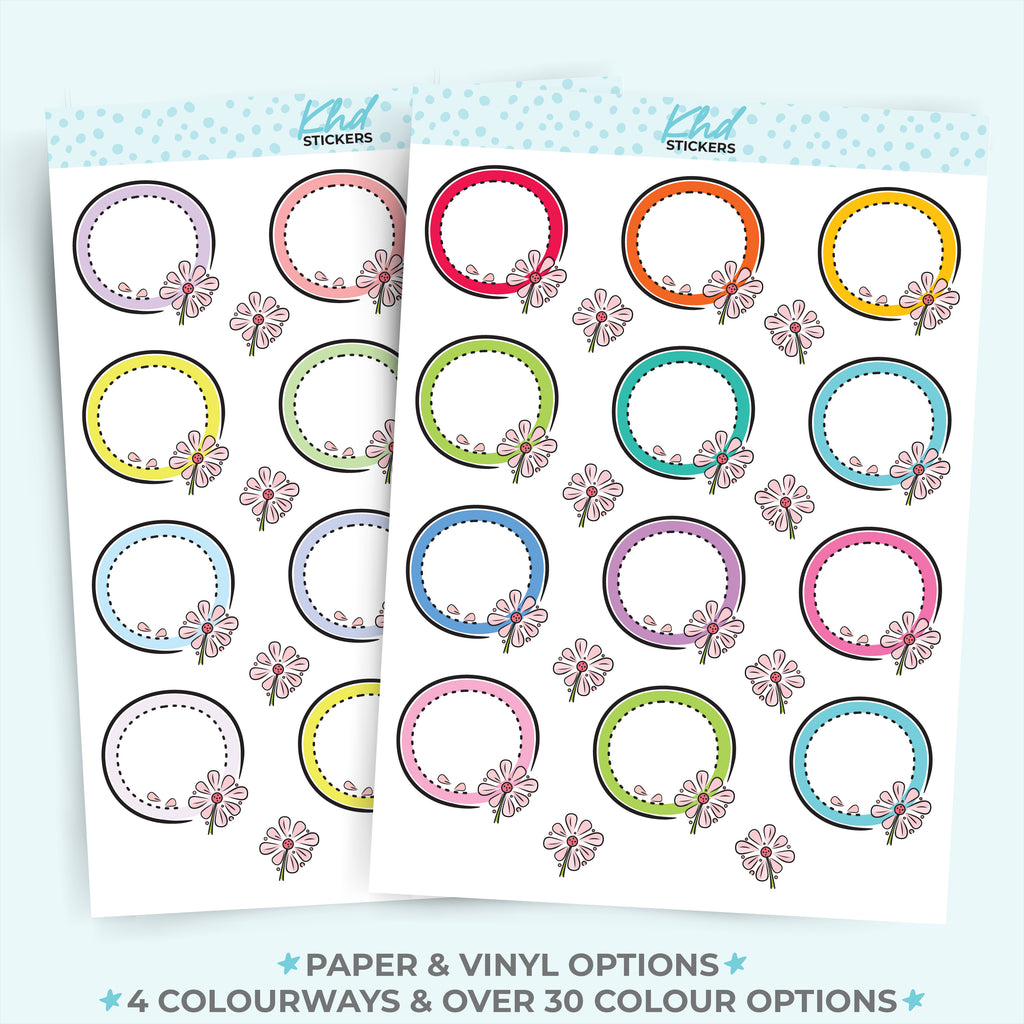 Doodle Circles Floral Appointment Stickers Vinyl - Removable / Wine