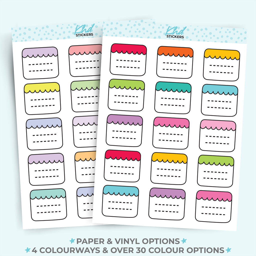 Scallop Boxes Appointment Stickers Vinyl - Removable / Wine