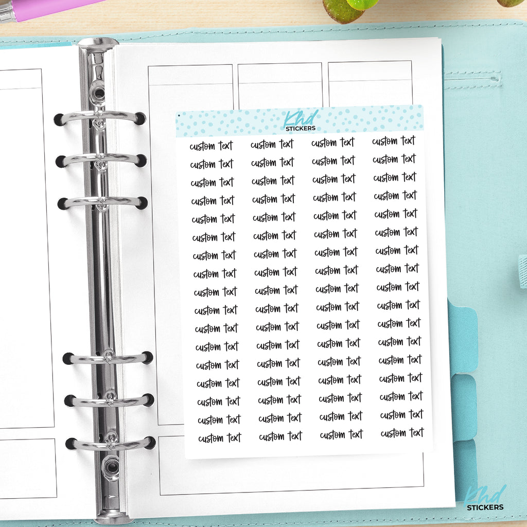 Design Your Own Script Planner Stickers White Removable / Black