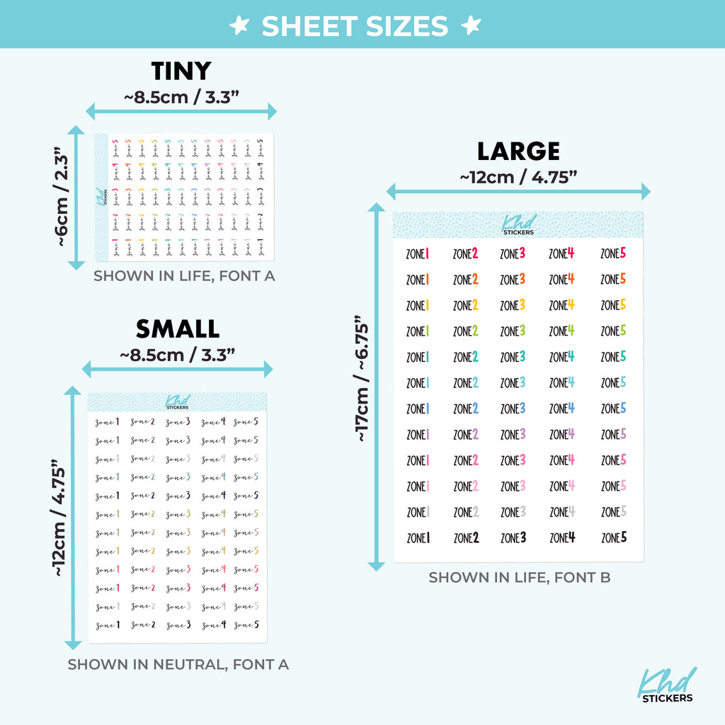 Zone Cleaning Stickers Small