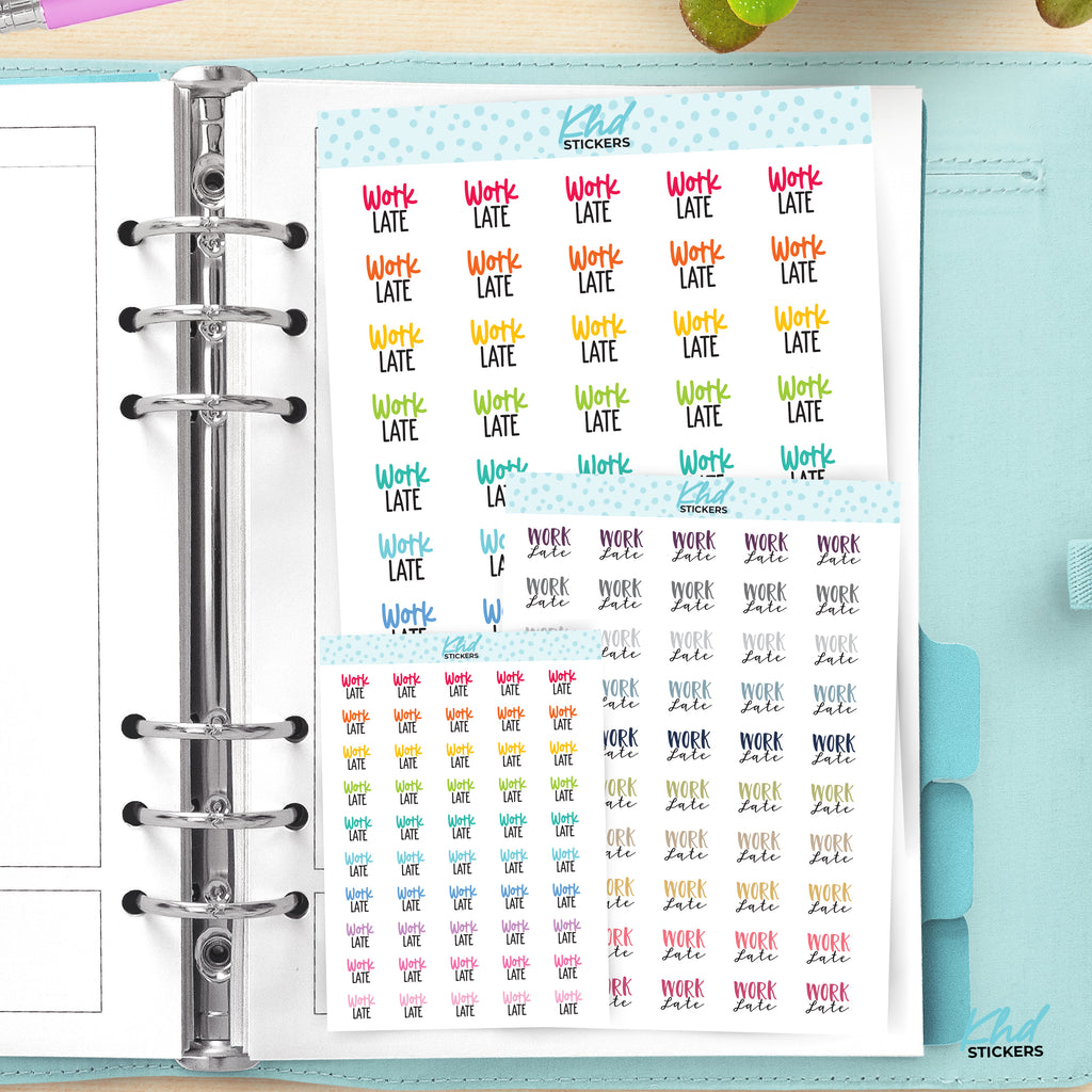 Work Late Planner Stickers Small