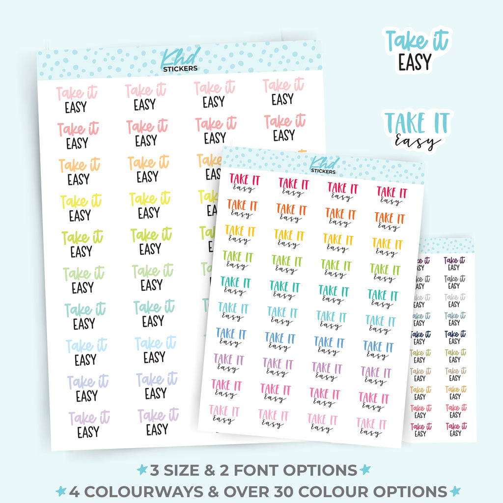 Take It Easy Script Planner Stickers Small