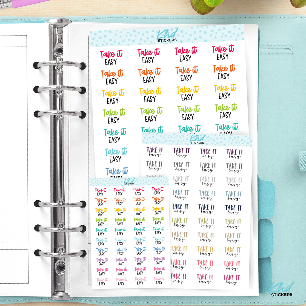 Take It Easy Script Planner Stickers Small