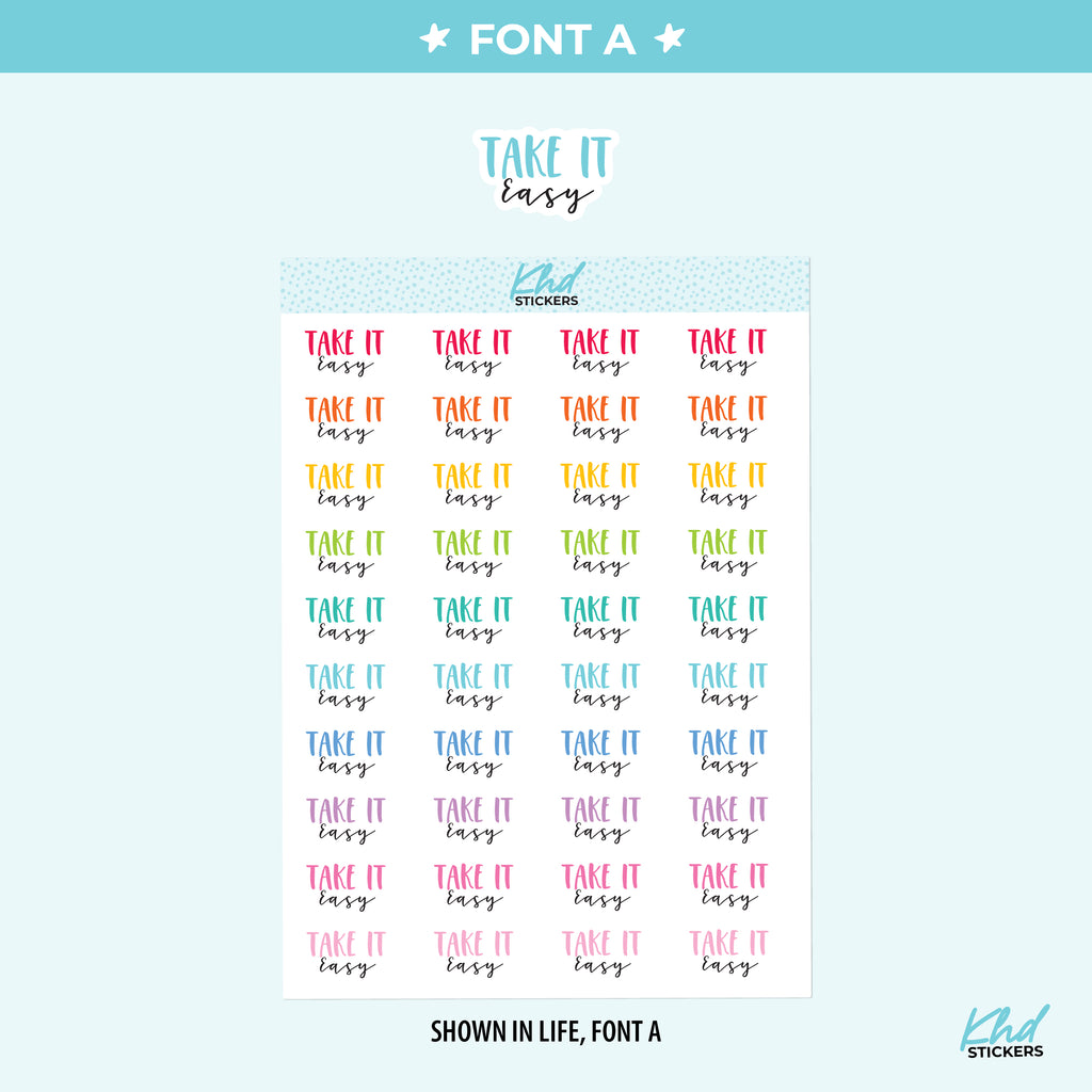 Take It Easy Script Planner Stickers Small