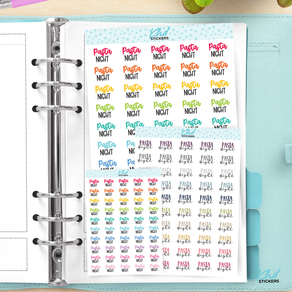 Pasta Night Script Planner Stickers Small