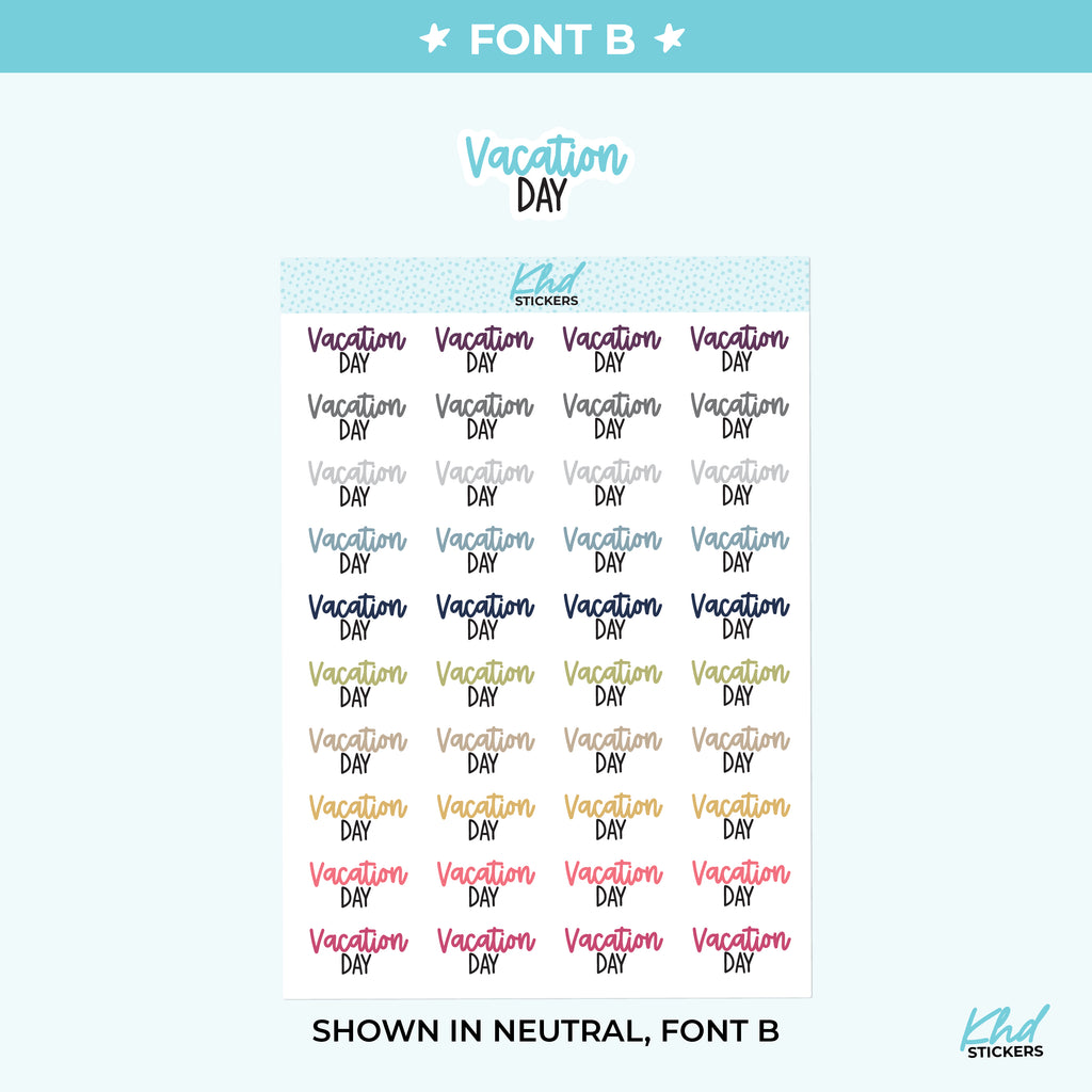 Vacation Day Script Planner Stickers Small