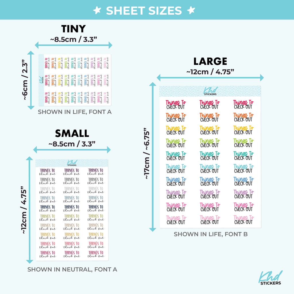 Things To Check Out Script Planner Stickers Small