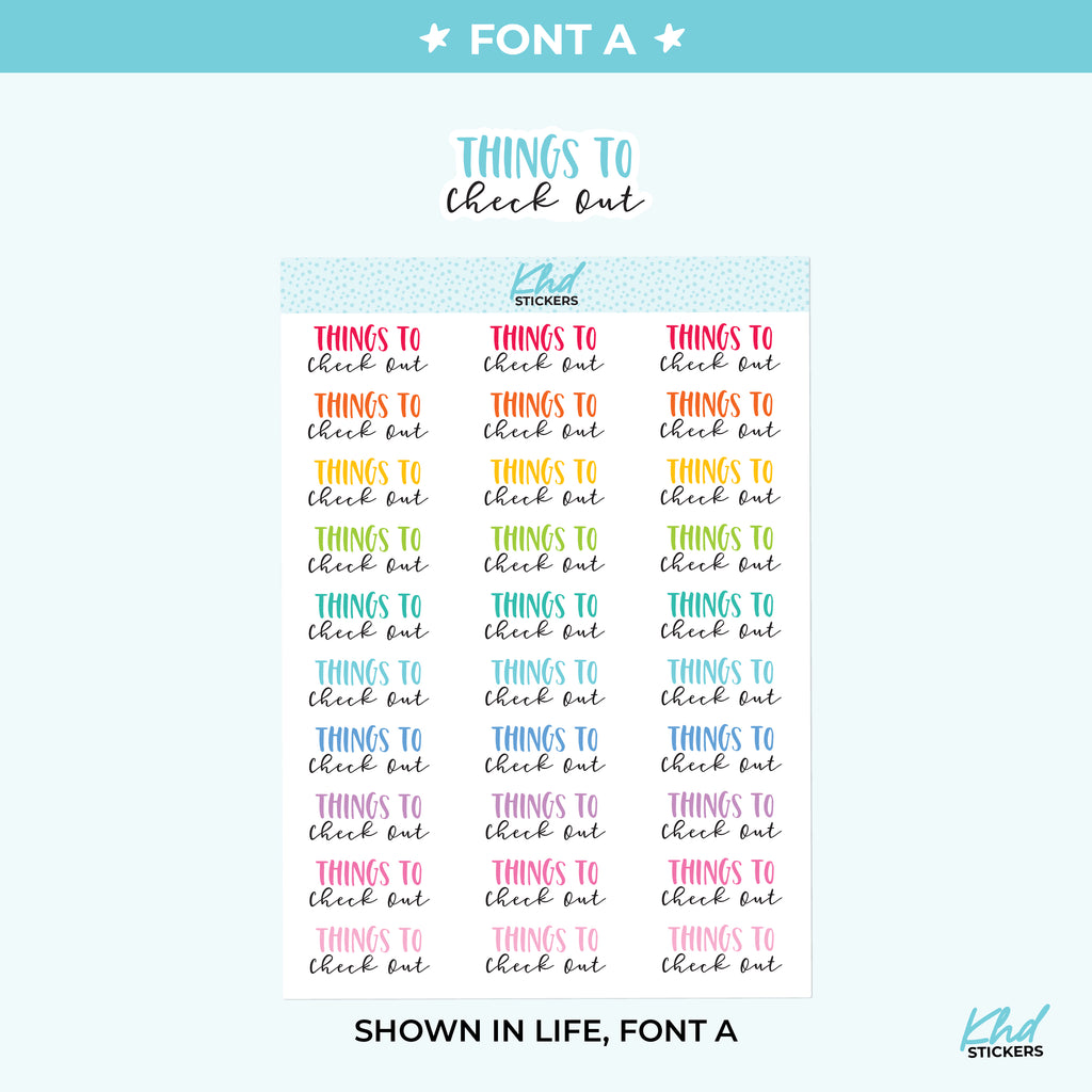 Things To Check Out Script Planner Stickers Small