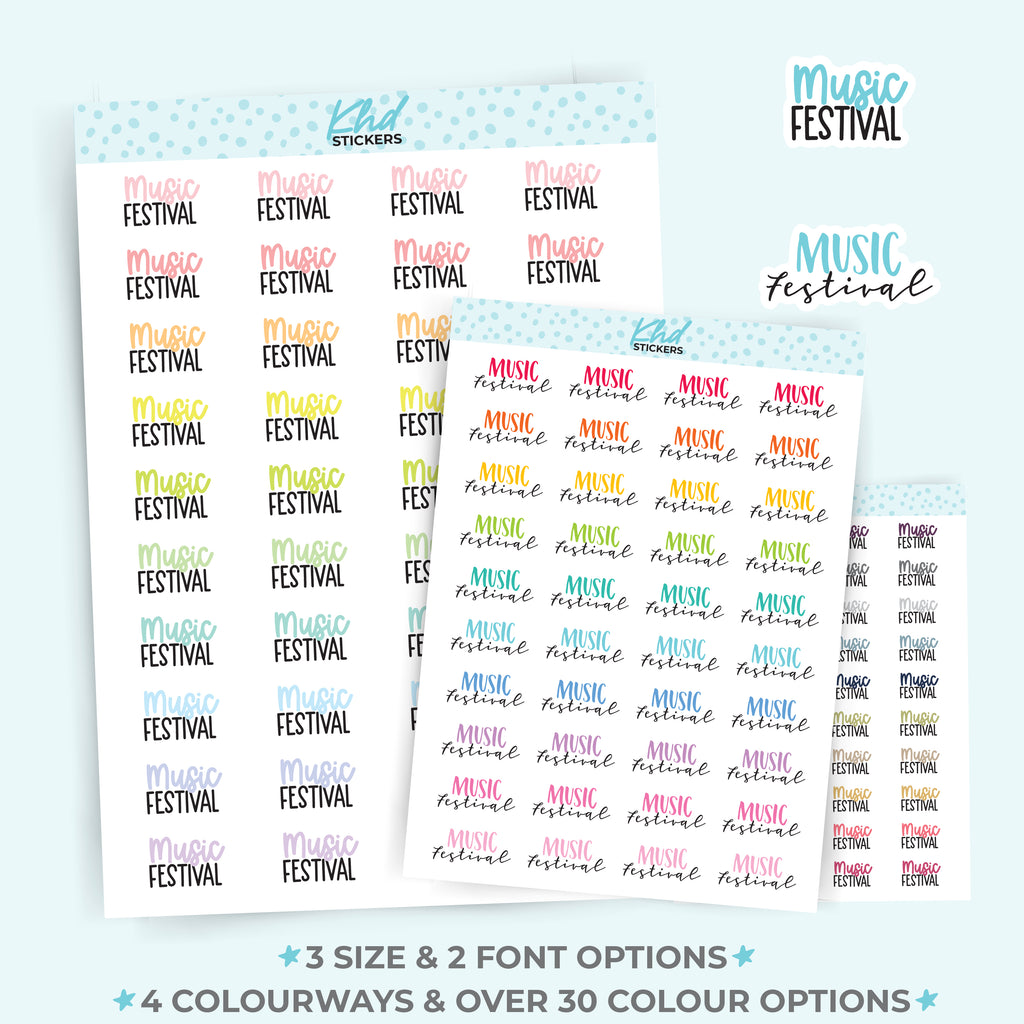 Music Festival Script Planner Stickers Small