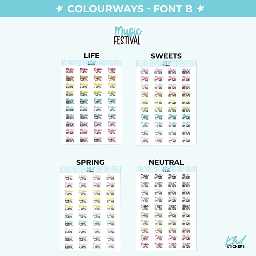 Music Festival Script Planner Stickers Small