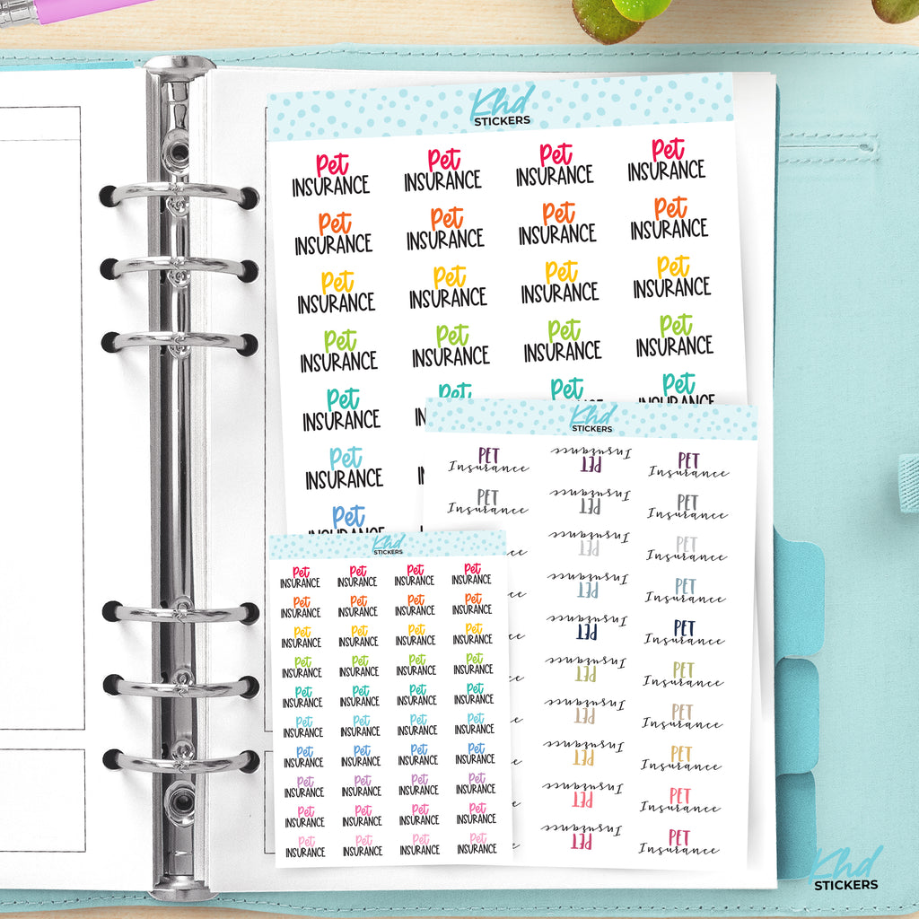 Pet Insurance Script Planner Stickers Small