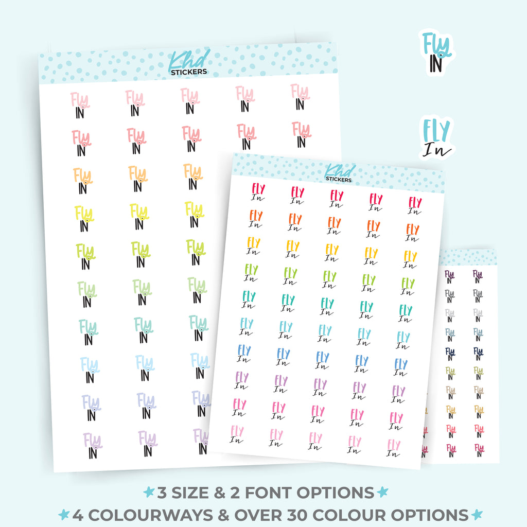 Fly In Script Planner Stickers Small