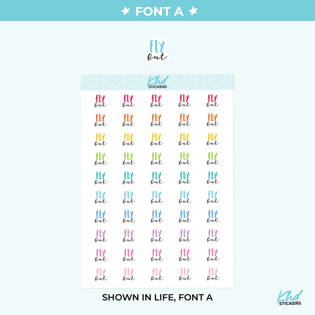 Fly Out Script Planner Stickers Small