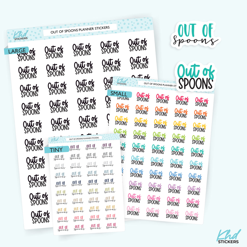 Out Of Spoons Planner Stickers Small