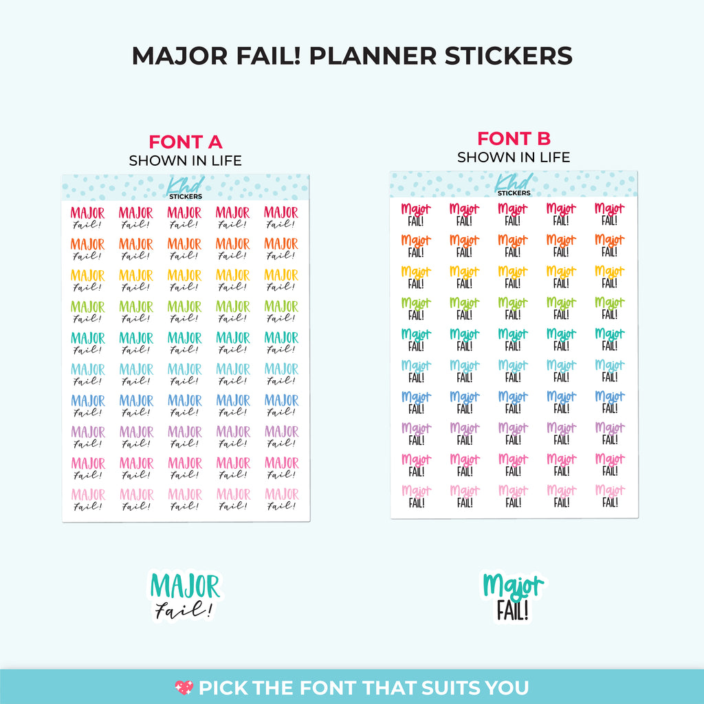 Major Fail Script Planner Stickers Small