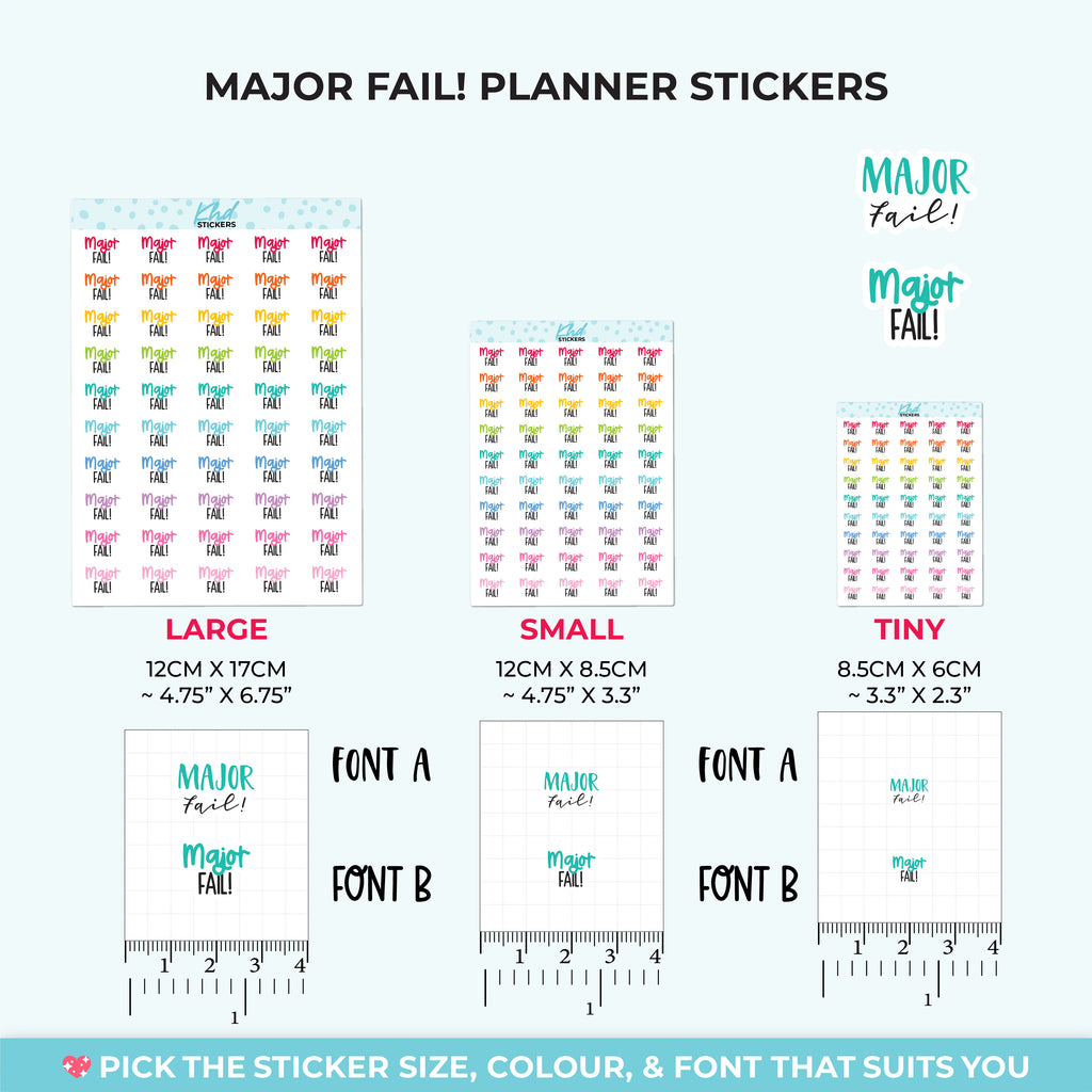 Major Fail Script Planner Stickers Small