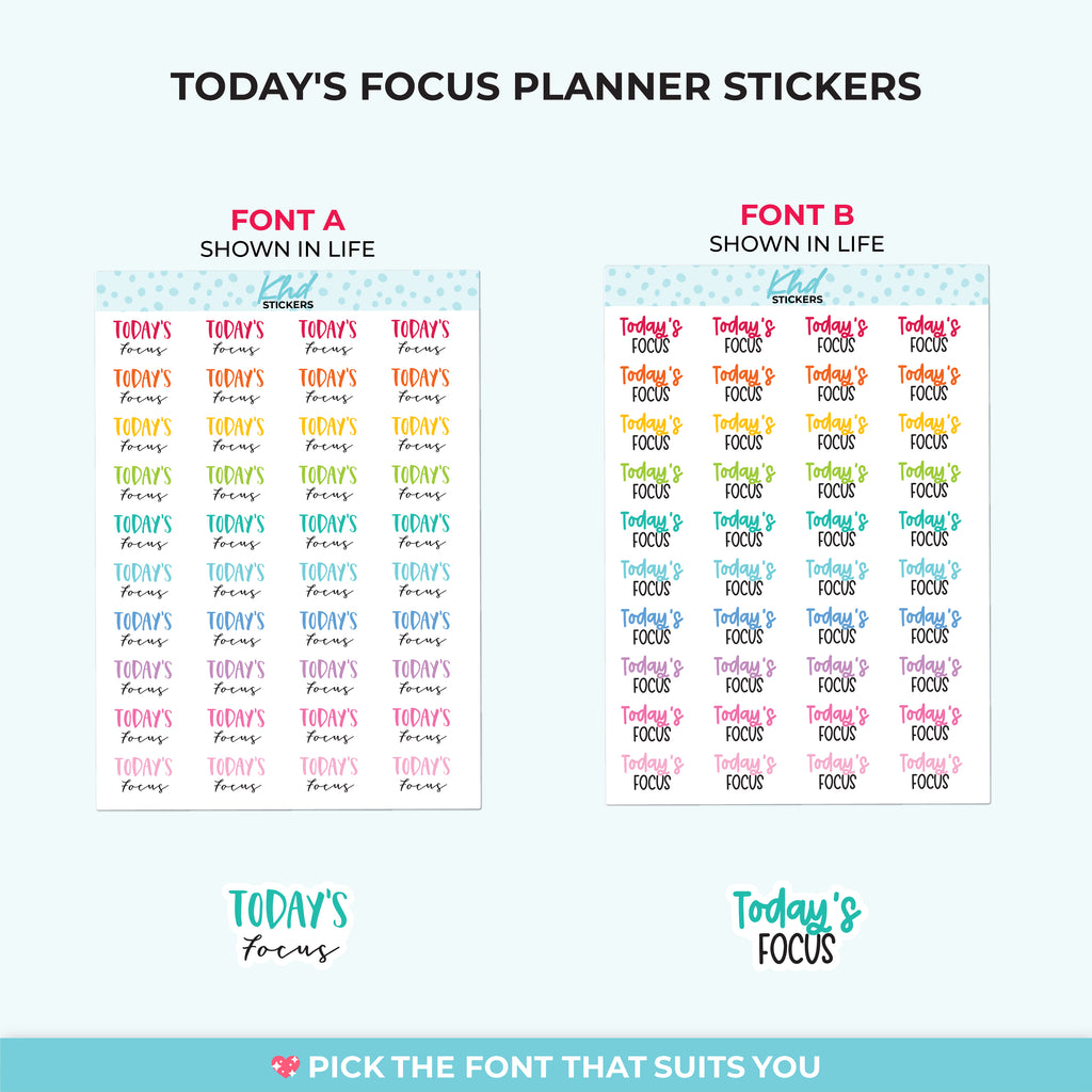 Today's Focus Script Planner Stickers Small