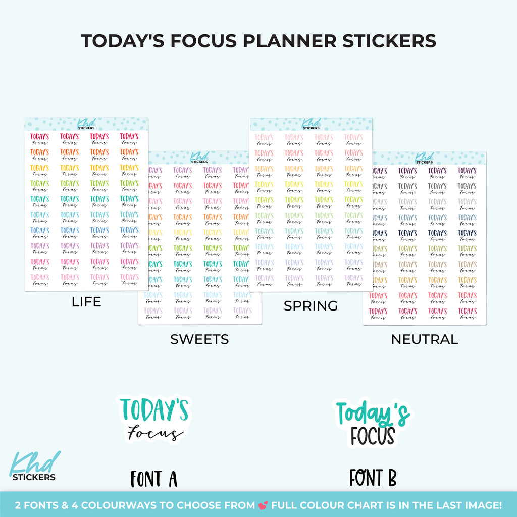 Today's Focus Script Planner Stickers Small