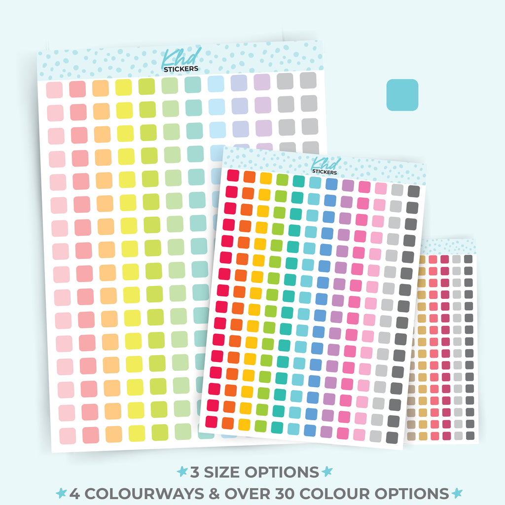 Solid Colour Squares Planner Stickers Small