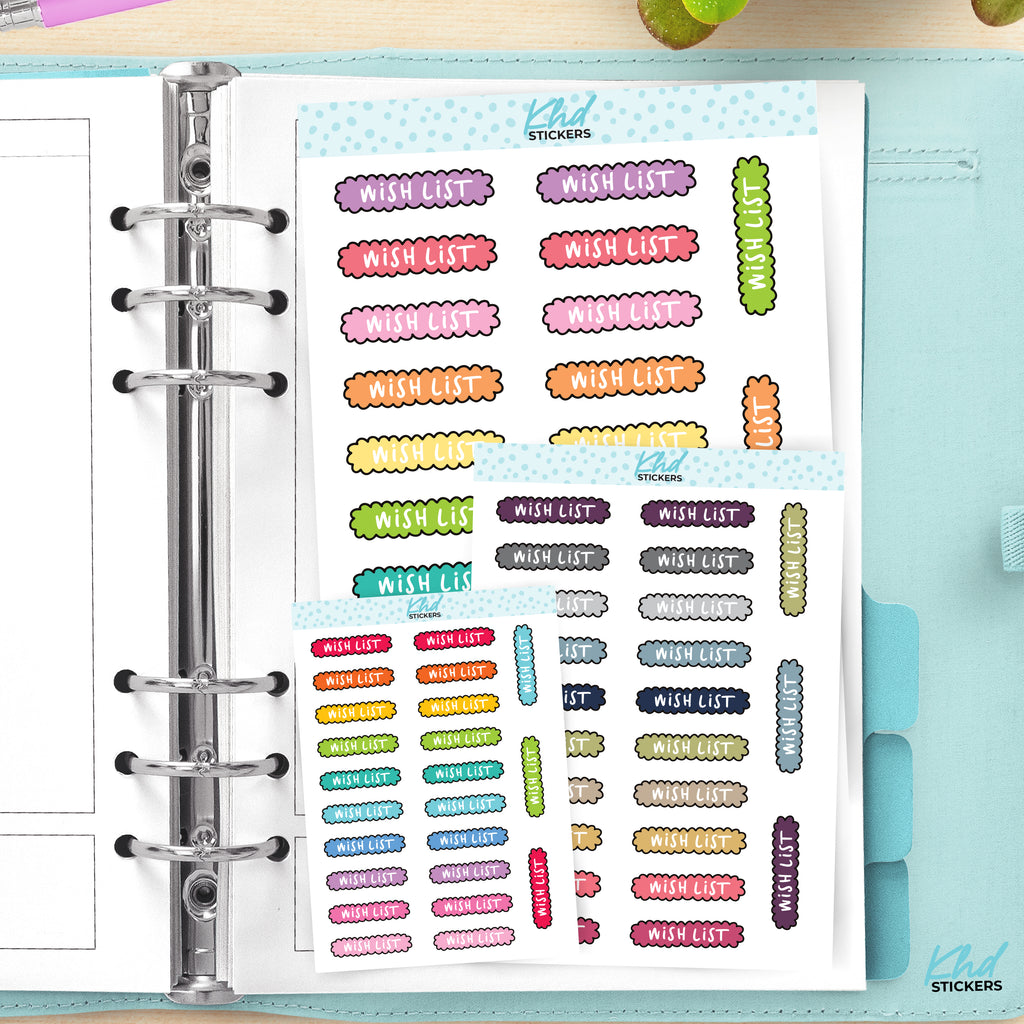 Wish List Header Stickers Planner Stickers Small