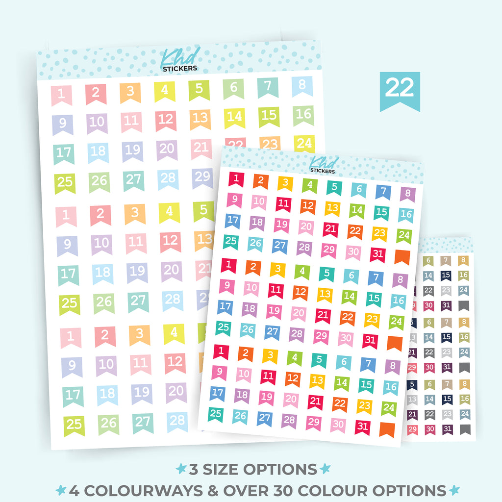 Date Flag Planner Stickers Small