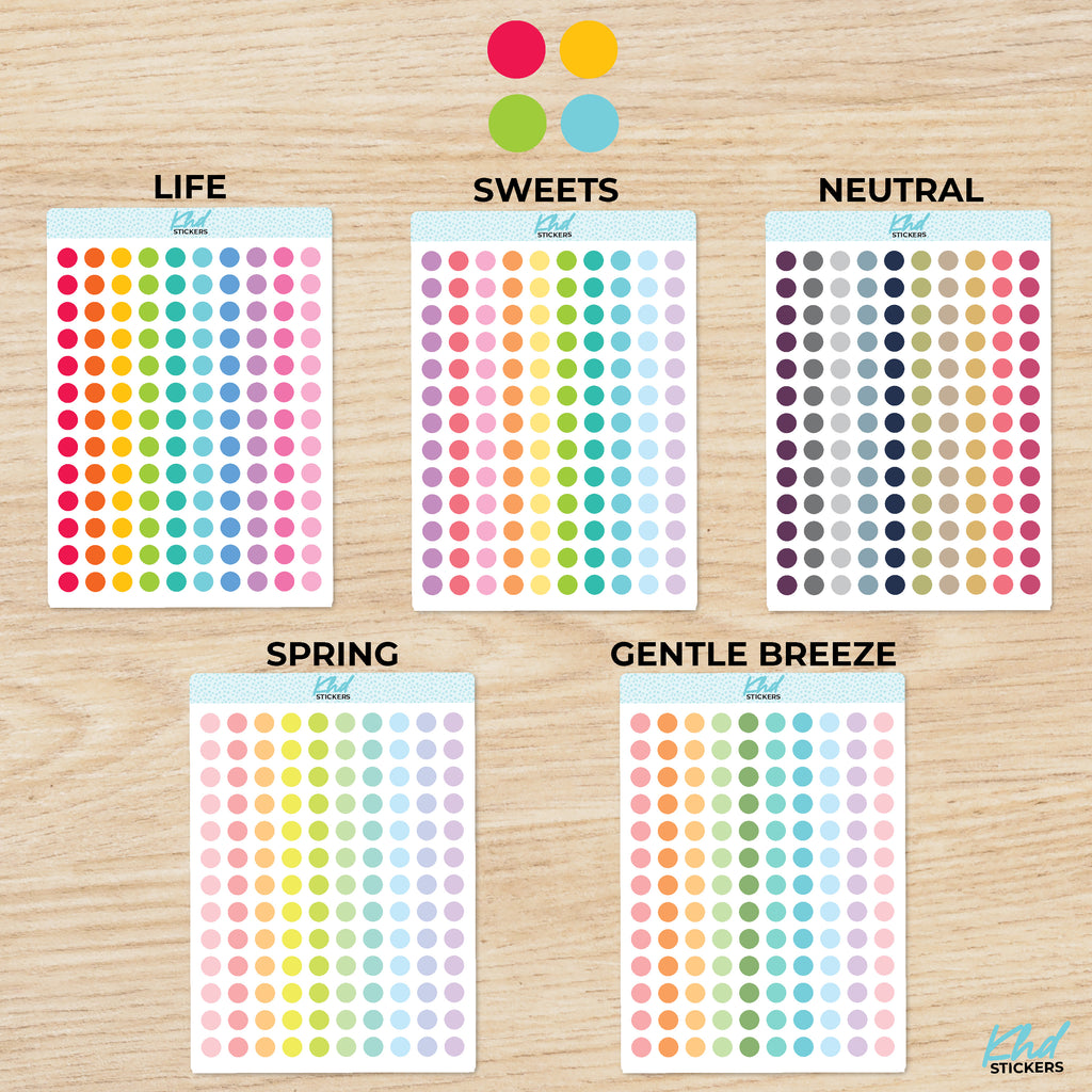 Solid Colour Dots Planner Stickers Small