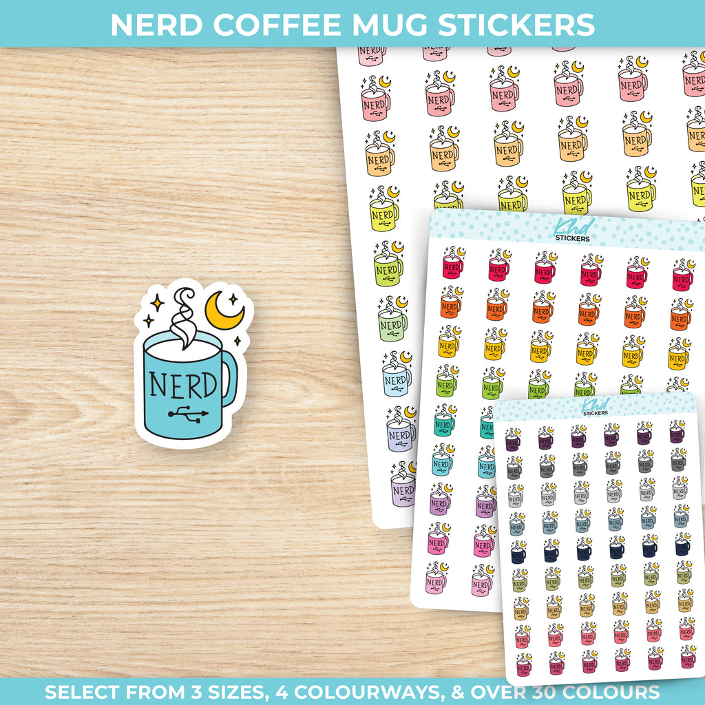 Nerd Coffee Mug Planner Stickers Small