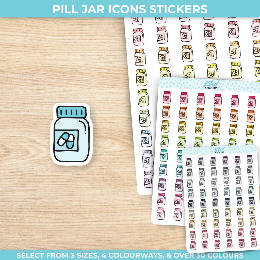 Medicine / Pill Jar Icon Stickers Small