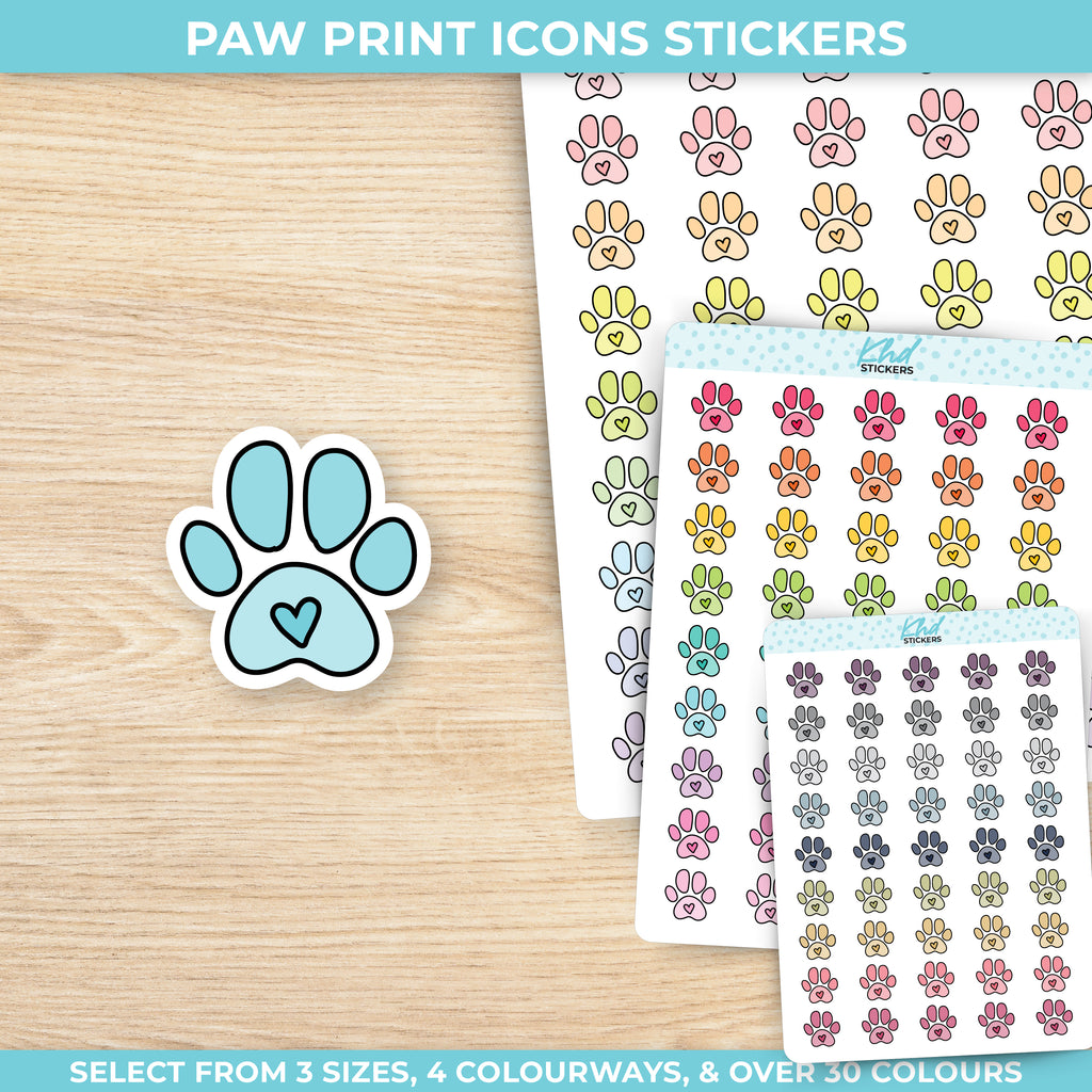 Paw Print Icon Stickers Small