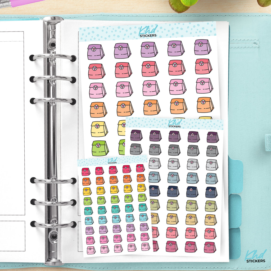 Lunch Bag Icon Stickers - Planner Stickers - Removable Small