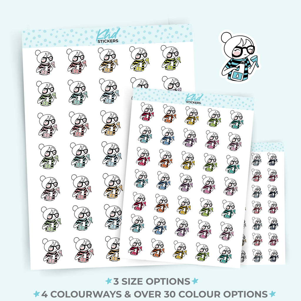 Car Maintenance Planner Girl Stickers Small