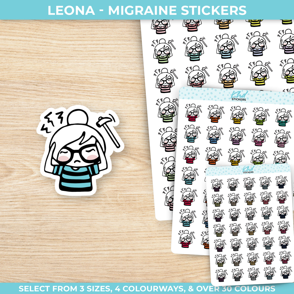 Migraine Headache Planner Girl Stickers Small