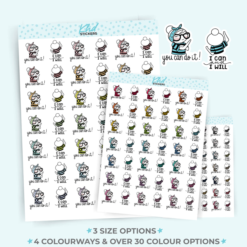 Motivation Planner Girl Stickers - Planner Stickers - Removable Small